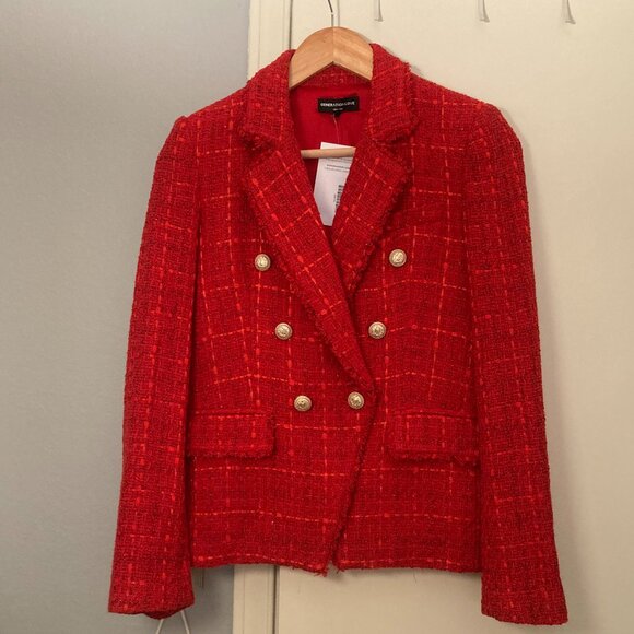 Generation Love Jackets & Blazers - NWT Generation Love Eliza tweed blazer in red windowpane, sz. S